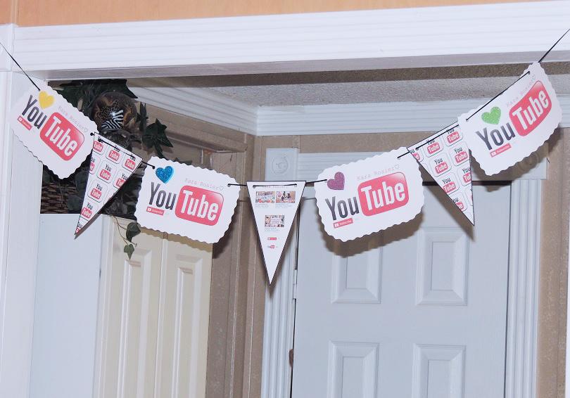 Free Youtube Birthday Party Printables- Flag Bunting Banner For Doorway