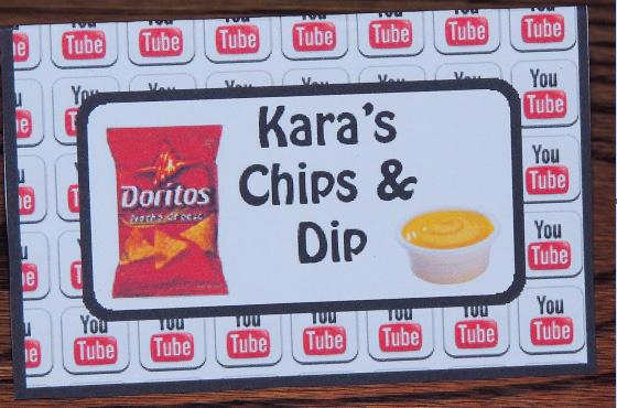 Free Youtube Birthday Party Printables- Karas Chips And Dip Food Cards