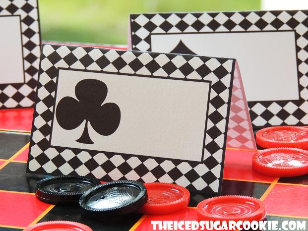 Alice In Wonderland Food Label Tent Cards-Printable Digital Download-Playing Cards Clover