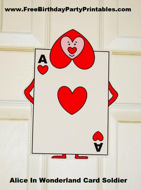 Alice In Wonderland Card Soldier-by Free Birthday Party Printables- The Red Queens Card Soldiers Door Banner Template.