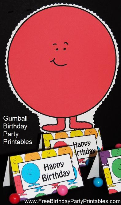 Gumball Birthday Party Food Card Tent Label Printables And Door Banner or Prop by Free Birthday Party Printables