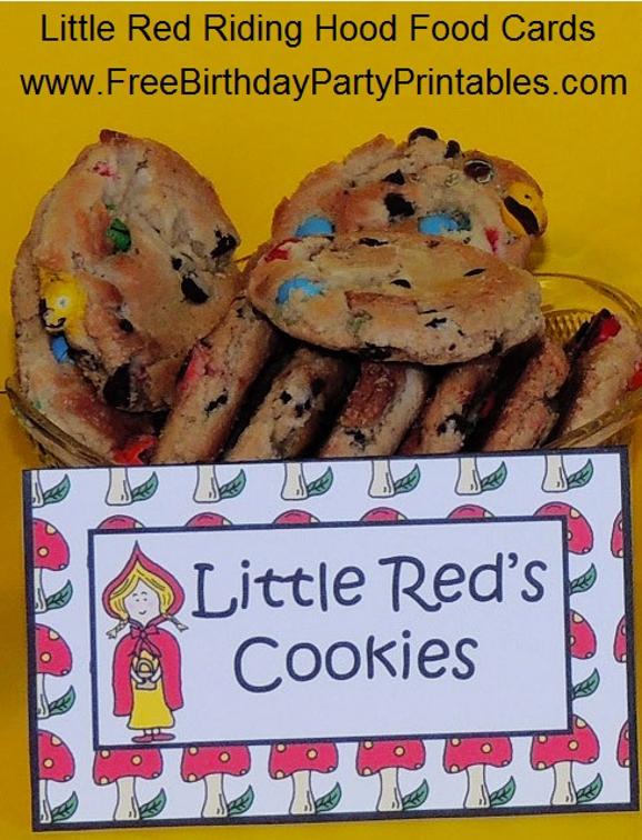 Little Red Riding Hood Free Birthday Party Printables- Little Red's Cookies- Wolf, Granny, Lumberjack, Mushroom