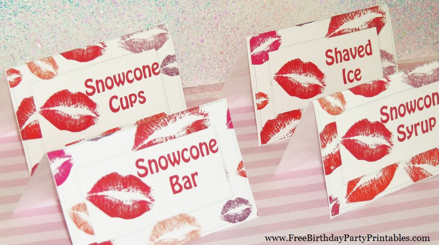Free Lipstick Kiss Birthday Party Printables